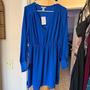 H&M Royal Blue Long Sleeve Dress